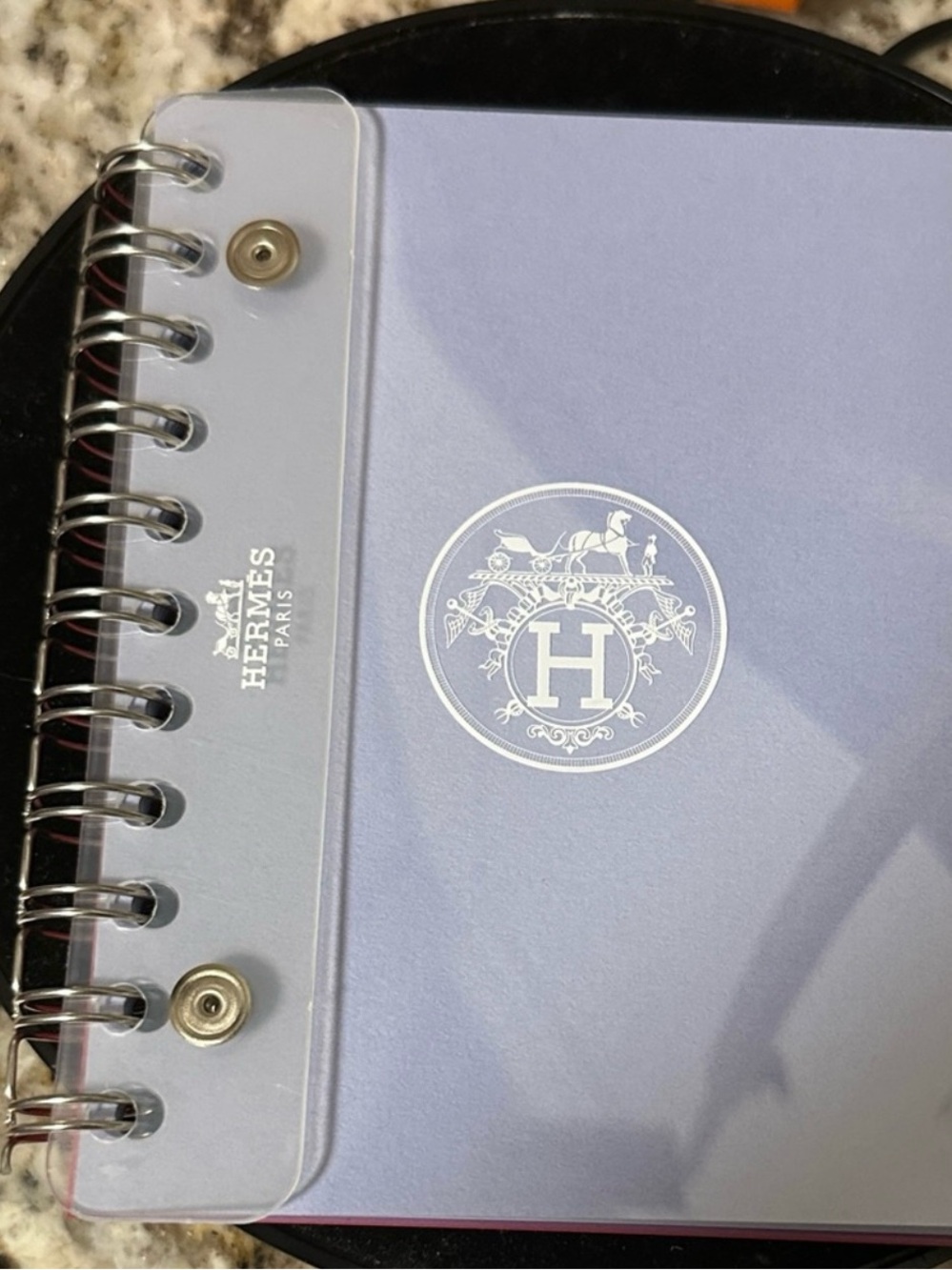 Hermes Lavender Spiral Notebook with White Logo